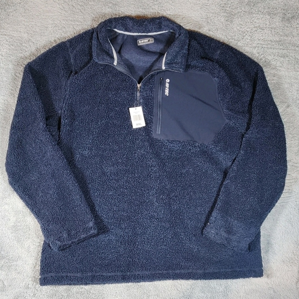 Hi-Tec Sherpa Fleece Men's Size XXL Blue Warm Long Sleeve Pullover 1/4 Zip NWT